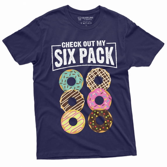 Men'S Funny Donut Six Pack Foodie Workout Shirt Gym Tee For Him Her (3X-Large Navy Blue)