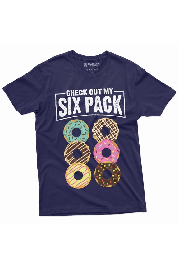 Men'S Funny Donut Six Pack Foodie Workout Shirt Gym Tee For Him Her (Large Navy Blue)