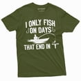 thumbnail image 1 of Men'S Funny Fishing Shirt I Only Fish Humor Tee Fathers Day Nature Camping Tee (3X-Large Military Green), 1 of 6