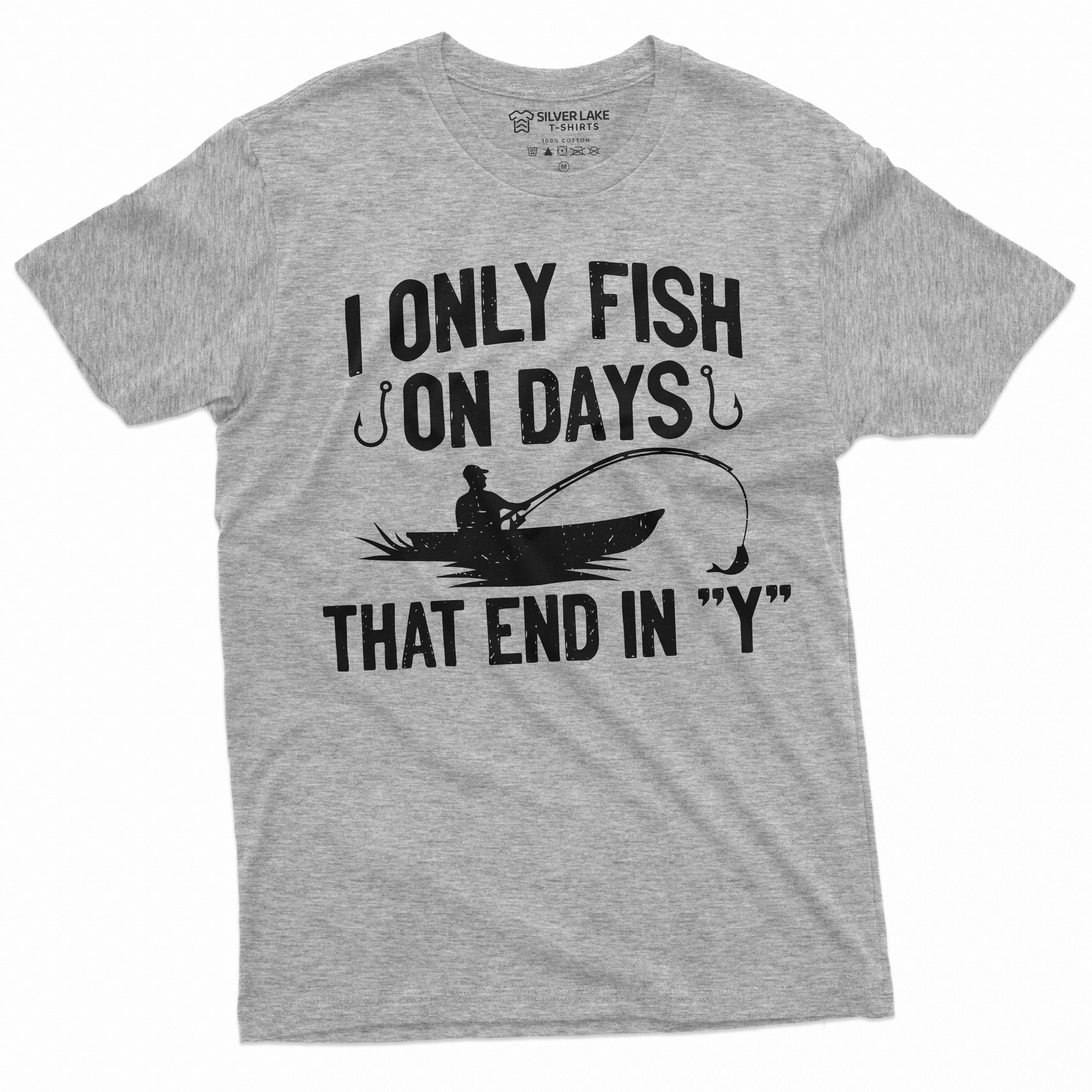 Men'S Funny Fishing Shirt I Only Fish Humor Tee Fathers Day Nature Camping  Tee (4X-Large Grey) 