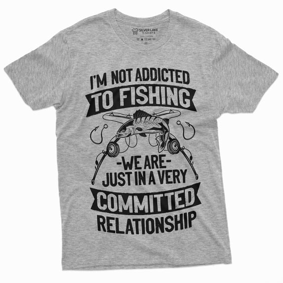Men'S Funny Fishing T-Shirt Addicted To Fishing Gift Shirt Fisherman Shirt (3X-Large Grey)