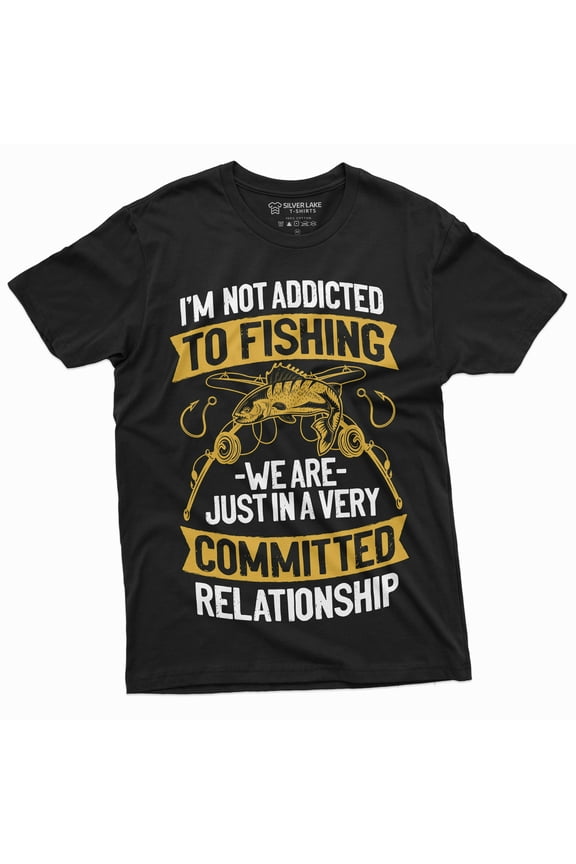 Men'S Funny Fishing T-Shirt Addicted To Fishing Gift Shirt Fisherman Shirt (XX-Large Black)