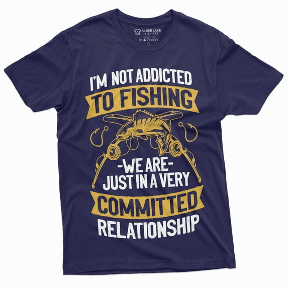 Men'S Funny Fishing T-Shirt Addicted To Fishing Gift Shirt Fisherman Shirt (XX-Large Navy Blue)