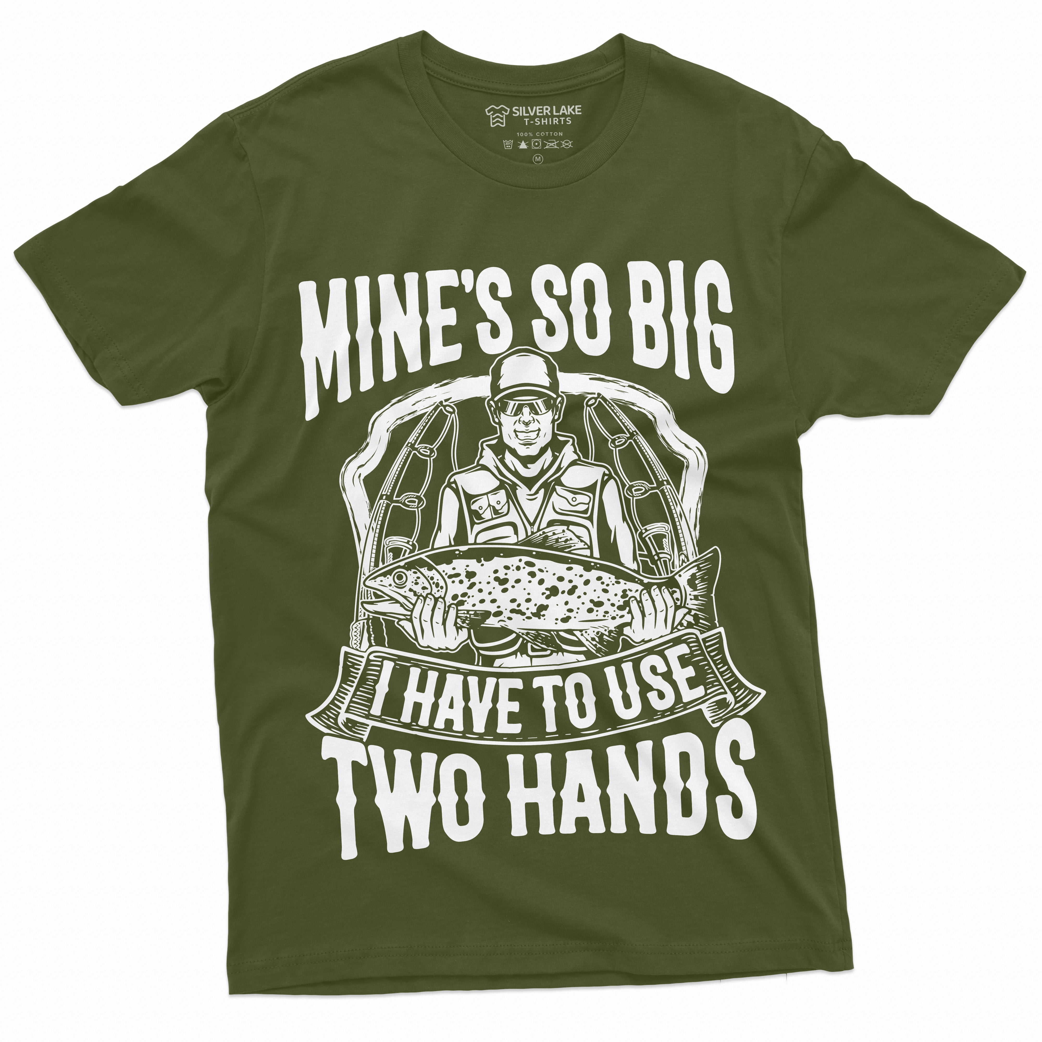 Men'S Funny Fishing Tee Shirt Mine Is So Big I Have To Use Both
