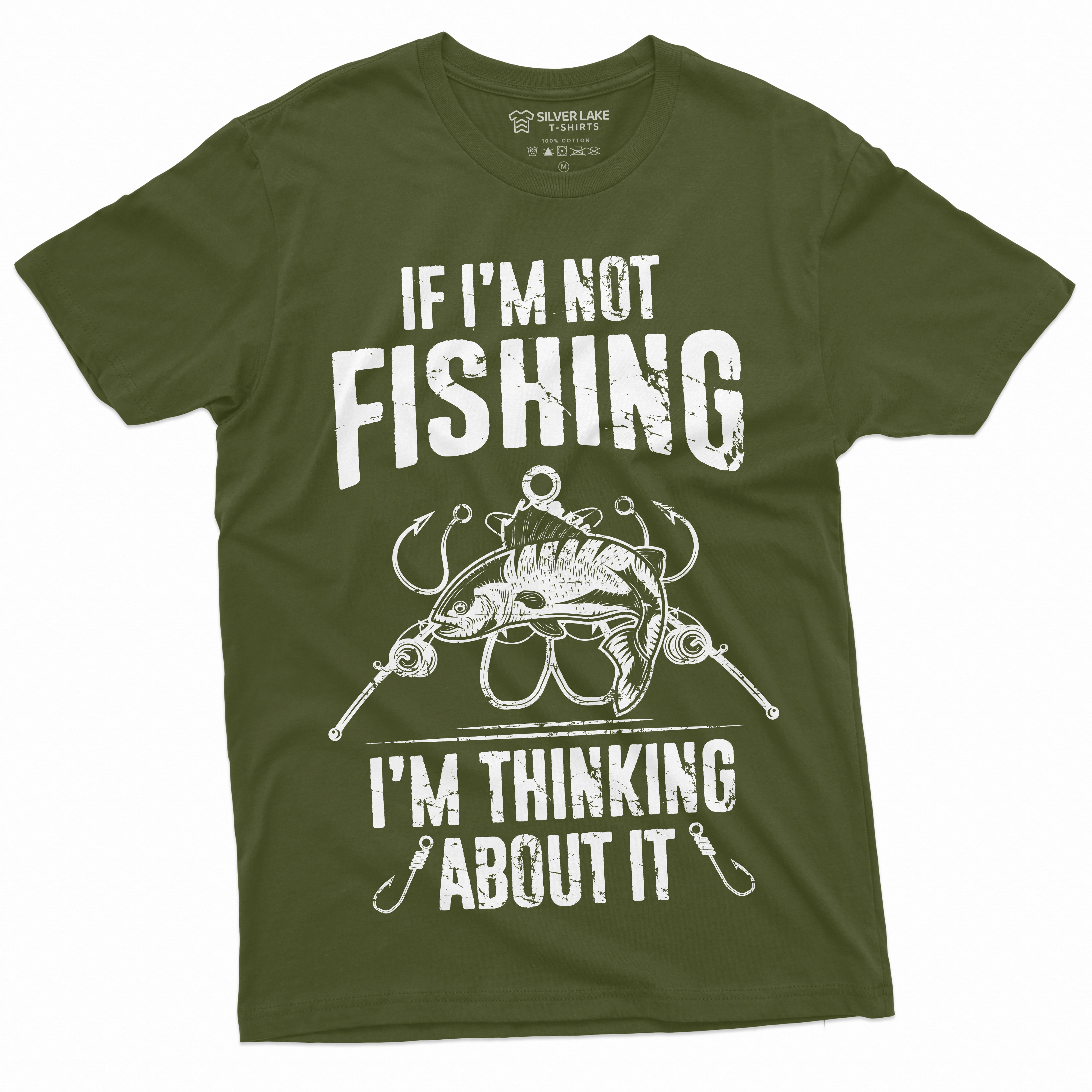 Men'S Funny Fishing Thinking About It T-Shirt Hobby Fisherman Gift Tees  (Medium Navy Blue) 