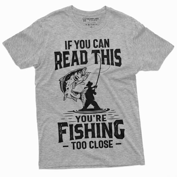 Men'S Funny Fishing Too Close T-Shirt Humor Fisherman Gift Novelty Tee Shirt (Xx-Large Grey)