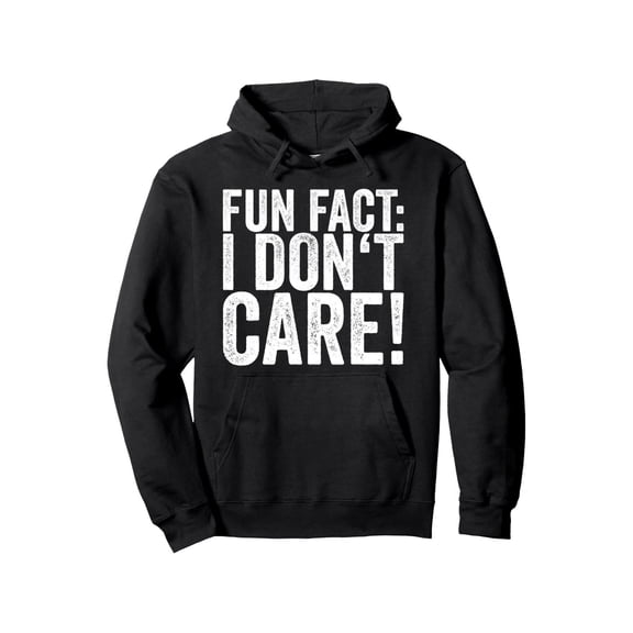 Men'S Funny "Fun Fact: I Don't Care!" Graphic Hoodie - Bold White Text on Black Sweatshirt, All-Season Regular Fit Pullover, Medium Elasticity Fabric, Unisex Casual Streetwear for Men & Women, Easy-C