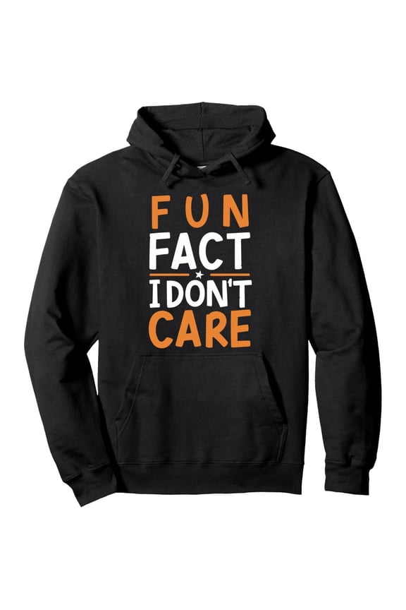 Men'S Funny "Fun Fact I Don't Care" Graphic Hoodie - Casual Pullover with Bold Orange & Black Design, Regular Fit, Long Sleeve, Medium Stretch, Perfect for Casual Attire, Casual Wear Hoodie | Playful