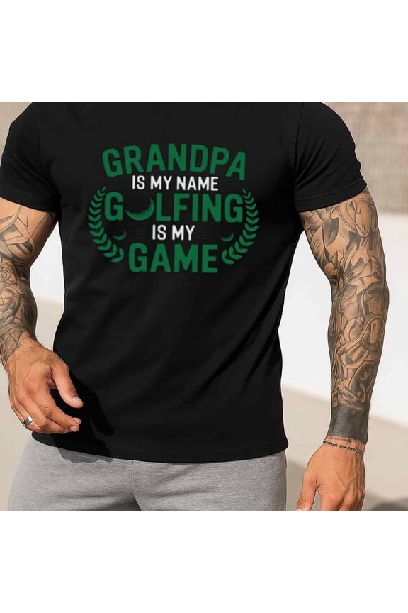 Men'S Funny Golf Thirt - Grandpa'S Golfing Game Saying - Heavyweight 180gsm Tee - Sizes S-3XL - Perfect Golf Gift for Dad, Grandpa, Golfers - Casual Crew Neck Shirt for Golf Outings & Family Event