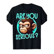 MenS Funny Grumpy Monkey Meme T-Shirt - "Are You Serious?" Slogan With Angry Mo