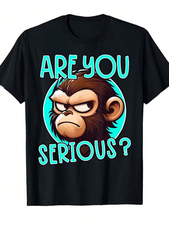 Men'S Funny Grumpy Monkey Meme T-Shirt - "Are You Serious?" Slogan With Angry Mo