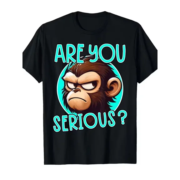 Men'S Funny Grumpy Monkey Meme T-Shirt - "Are You Serious?" Slogan with Angry Mo