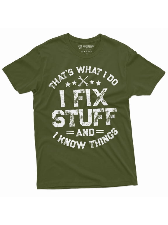 Men'S Funny I Fix Stuff T-Shirt Mechanic Engineer Garage Tee Shirt (3X-Large Military Green)
