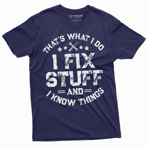 Men'S Funny I Fix Stuff T-Shirt Mechanic Engineer Garage Tee Shirt (3X-Large Navy Blue)