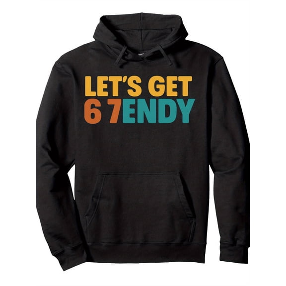 Men'S Funny Meme "Let'S Get Sendy 67" Hooded Sweatshirt - Bold Yellow & Lettering with 67 Number Design, Casual Pullover Hoodie for Outdoor & Casual Attire, All-Season Comfort, Funny Math-Themed Gift