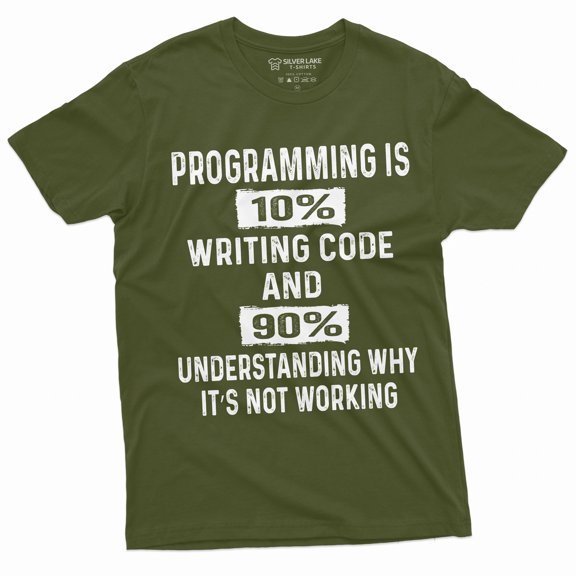 Men'S Funny Programmer T-Shirt Programming Code Coding Software Developer Tee Shirt (4X-Large Military Green)