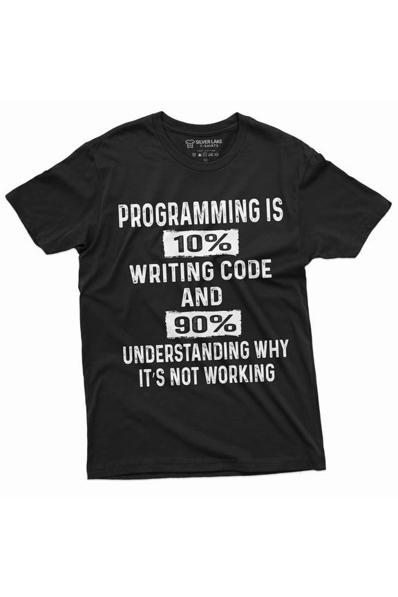 Men'S Funny Programmer T-Shirt Programming Code Coding Software Developer Tee Shirt (Large Black)