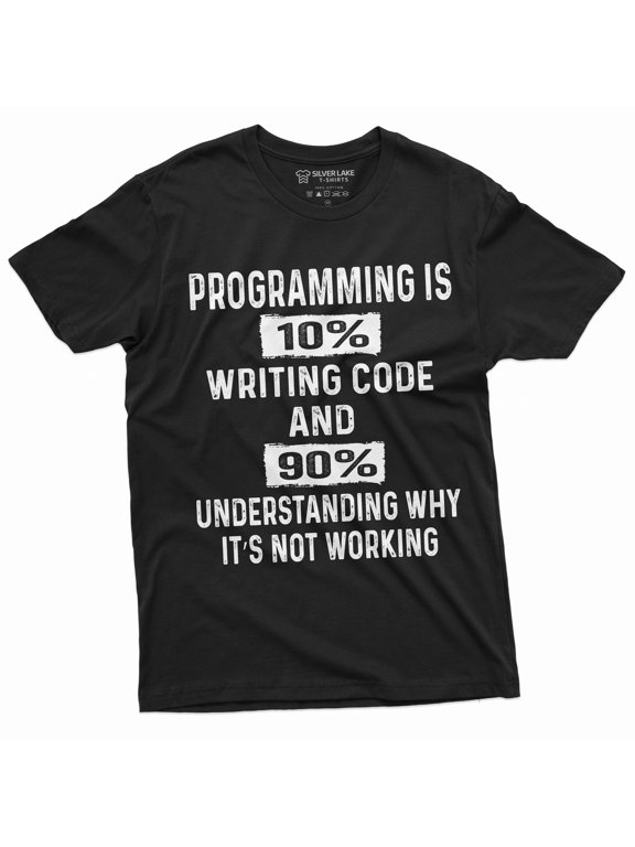 Men'S Funny Programmer T-Shirt Programming Code Coding Software Developer Tee Shirt (Large Black)
