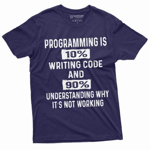 Men'S Funny Programmer T-Shirt Programming Code Coding Software Developer Tee Shirt (Large Navy Blue)