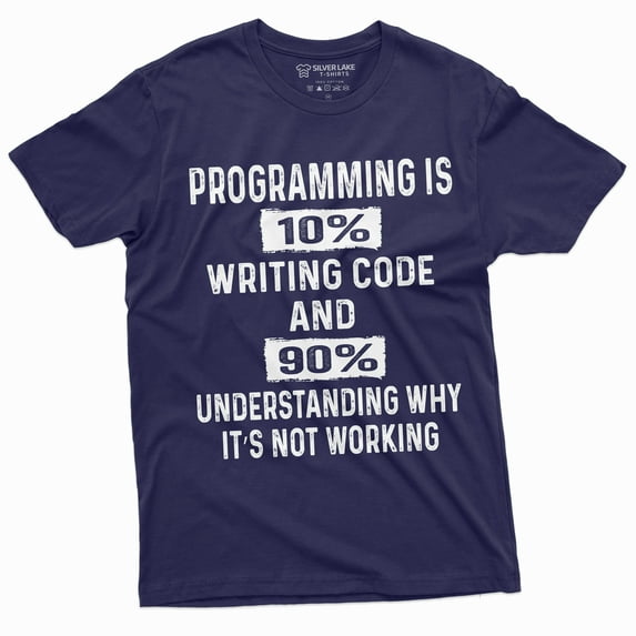 Men'S Funny Programmer T-Shirt Programming Code Coding Software Developer Tee Shirt (Large Navy Blue)