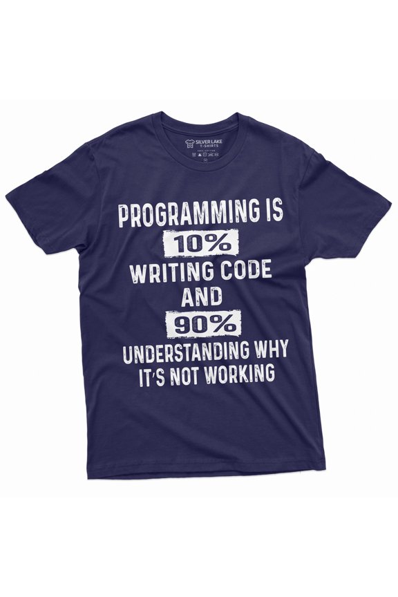 Men'S Funny Programmer T-Shirt Programming Code Coding Software Developer Tee Shirt (Medium Navy Blue)