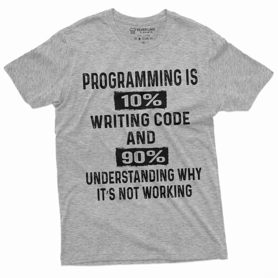 Men'S Funny Programmer T-Shirt Programming Code Coding Software Developer Tee Shirt (Small Grey)