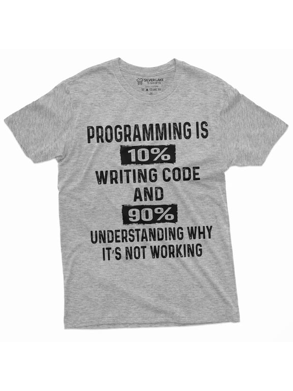 Men'S Funny Programmer T-Shirt Programming Code Coding Software Developer Tee Shirt (Small Grey)