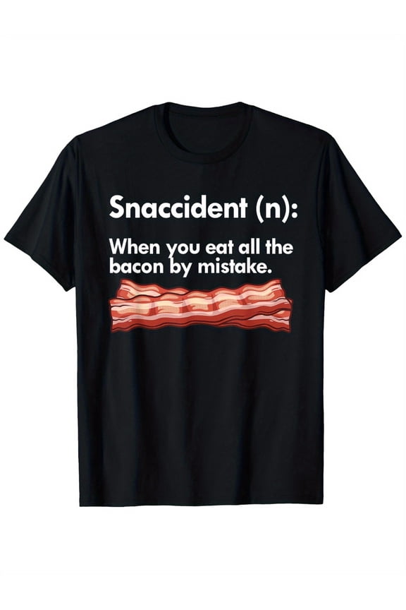 Men'S Funny Snaccident Bacon Graphic T-Shirt - "When You Eat All the Bacon by Mistake" Design, Casual & Comfortable Cotton Round Neck Tee, Perfect for BBQ Lovers, All-Season Wear, S-XXXL Sizes