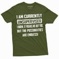 thumbnail image 1 of Men'S Funny T-Shirt I Am Currently Unsupervised T-Shirt Hilarious Funny Saying Tee For Him (4X-Large Military Green), 1 of 6
