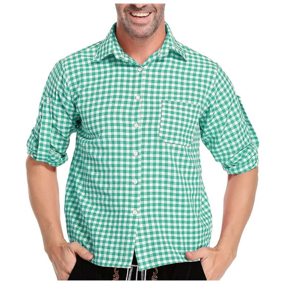 Men S German Traditional Oktoberfest Plaid Shirt Halloween Wear Plaid Shirt