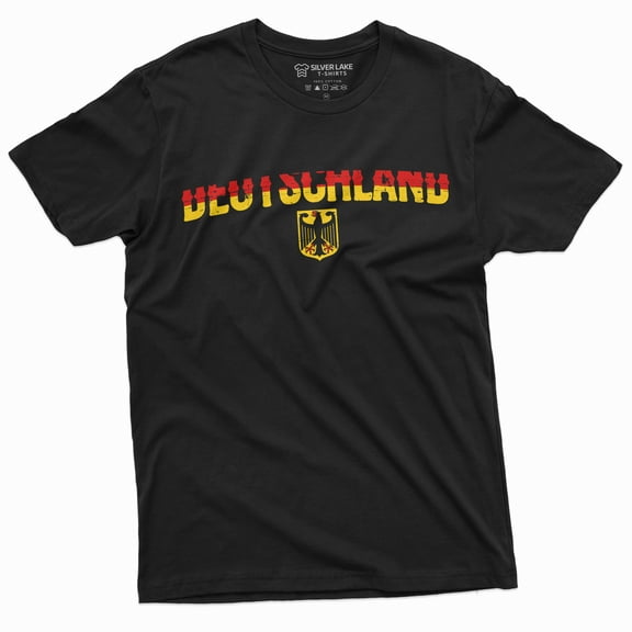 Men'S Germany T-Shirt Deutschland Patriotic Tshirt German Flag Tee Shirt (Large Black)