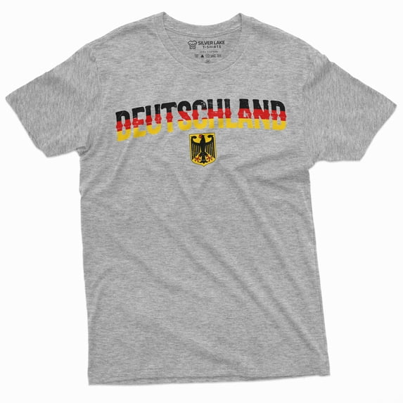 Men'S Germany T-Shirt Deutschland Patriotic Tshirt German Flag Tee Shirt (Large Grey)