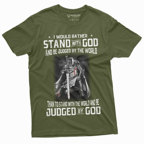 Men'S God Jesus T-Shirt Stand By God Tee Shirt |Jesus Christmas Tee-Shirt (4X-Large Military Green)