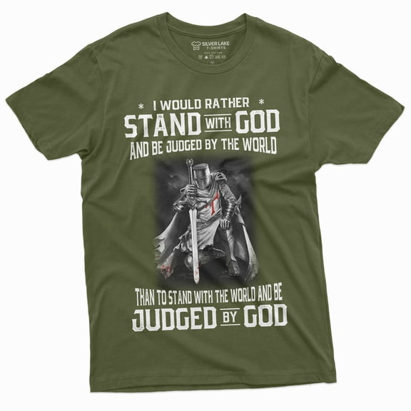 Men'S God Jesus T-Shirt Stand By God Tee Shirt |Jesus Christmas Tee-Shirt (4X-Large Military Green)