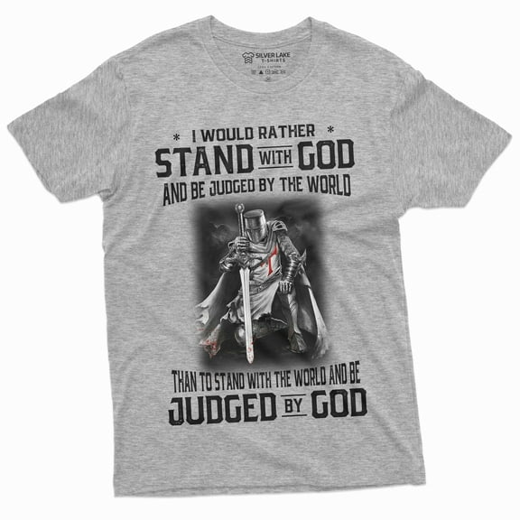 Men'S God Jesus T-Shirt Stand By God Tee Shirt |Jesus Christmas Tee-Shirt (Large Grey)
