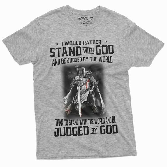 Men'S God Jesus T-Shirt Stand By God Tee Shirt |Jesus Christmas Tee-Shirt (Medium Grey)