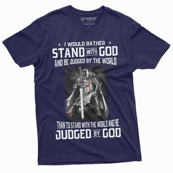 Men'S God Jesus T-Shirt Stand By God Tee Shirt |Jesus Christmas Tee-Shirt (Medium Navy Blue)