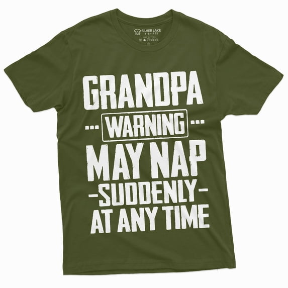 Men'S Grandpa Funny Tshirt Grandfather Warning Nap Shirt Humor Pop Shirt (Medium Military Green)