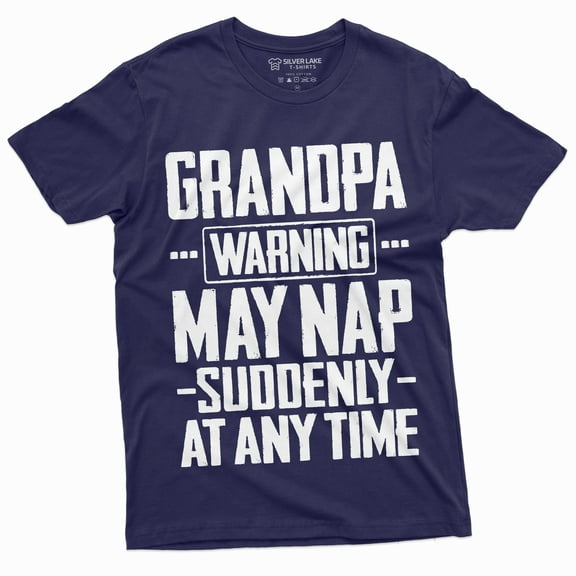 Men'S Grandpa Funny Tshirt Grandfather Warning Nap Shirt Humor Pop Shirt (Medium Navy Blue)