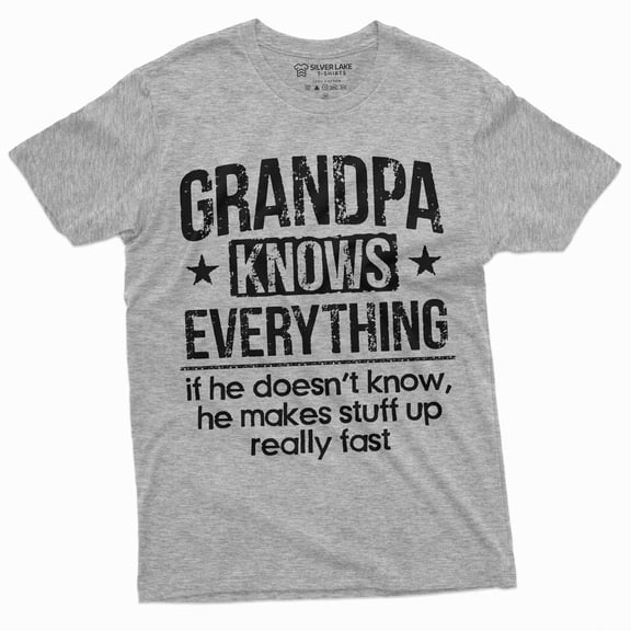 Men'S Grandpa Knows Everything Funny Tee Shirt Father'S Day Birthday Gift For Papa Tee (Medium Grey)