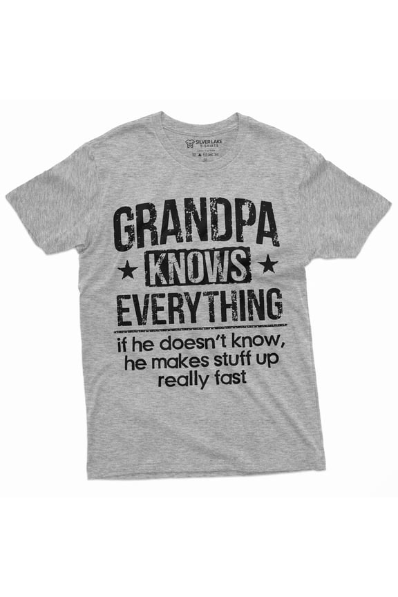 Men'S Grandpa Knows Everything Funny Tee Shirt Father'S Day Birthday Gift For Papa Tee (XX-Large Grey)
