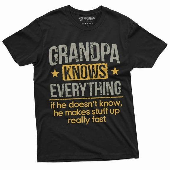 Men'S Grandpa Knows Everything Funny Tee Shirt Father'S Day Birthday Gift For Papa Tee