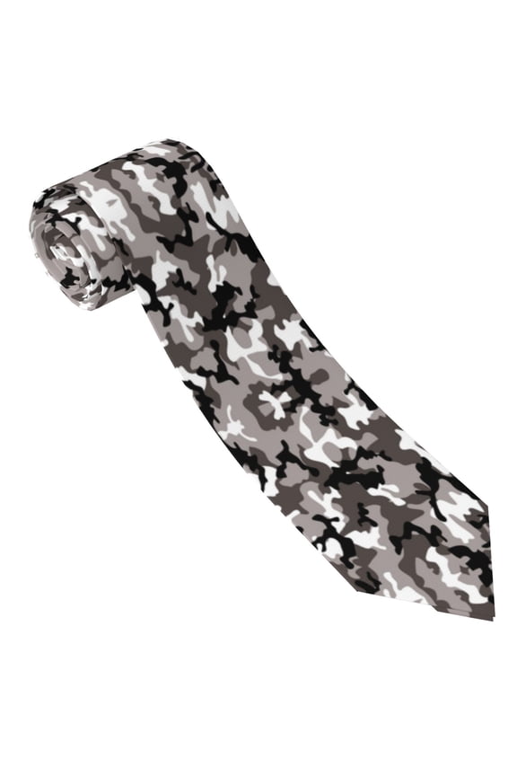 Men'S Gray Camouflage Tie Fashion Causal Printed Necktie