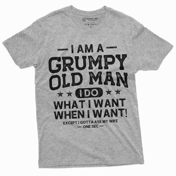 Men'S Grumpy Old Man Ask My Wife Funny T-Shirt | Papa Grandpa Tee Shirt (3X-Large Grey)