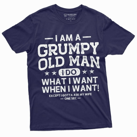 Men'S Grumpy Old Man Ask My Wife Funny T-Shirt | Papa Grandpa Tee Shirt (3X-Large Navy Blue)