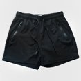 thumbnail image 1 of Men'S Gym Workout Shorts Athletic Training Shorts Fitted Weightlifting Bodybuilding Shorts With Zipper Pockets Lightweight Breathable Mid-Waist Summer Three-Quarter Shorts Black S, 1 of 3