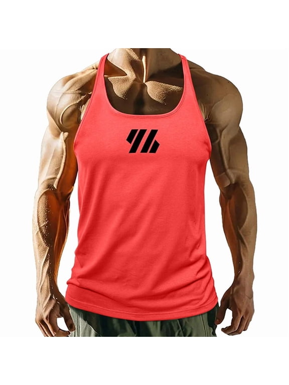 Men'S Gym Workout Tank Tops Stringer Muscle Cut Shirt Quick Dry Athletic Sleeveless T-Shirt Vest Red L