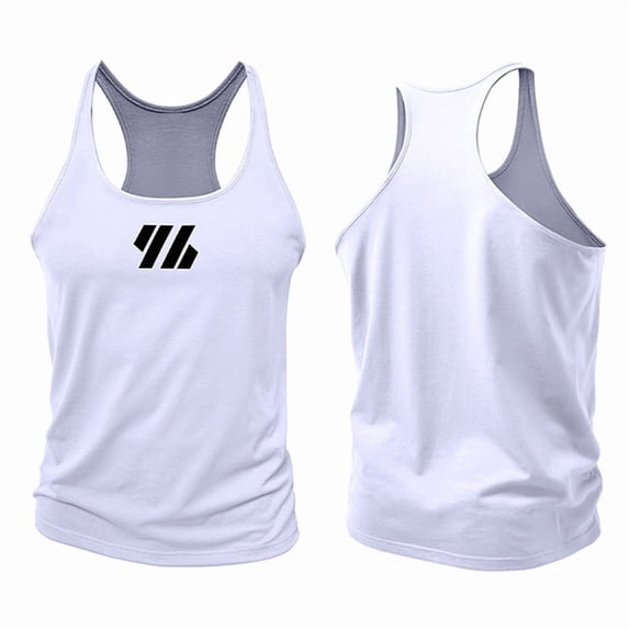Men'S Gym Workout Tank Tops Stringer Muscle Cut Shirt Quick Dry Athletic Sleeveless T-Shirt Vest White XL