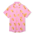 thumbnail image 1 of Men'S Hawaiian Shirt Summer Tropical Funny Print Button Short Sleeve Pink Duck Size S, 1 of 6