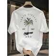 thumbnail image 1 of Men'S Heavy Duty 100% Cotton T-Shirt - California Palm Tree and Letter Print, Loose Casual Short Sleeve T-Shirt TEE TOP Breathable Fabric Daily T-Shirt | Crew Neck | Knitted Material, Summer Gifts, 1 of 7